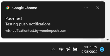WonderPush Wix Test Web Notification