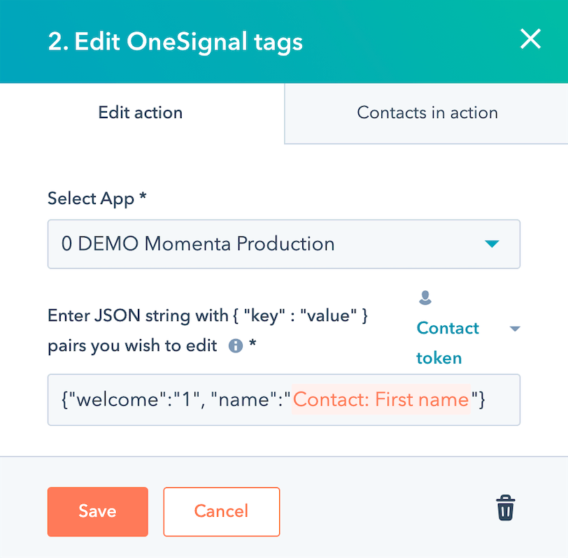 Edit OneSignal Notification Tags in HubSpot