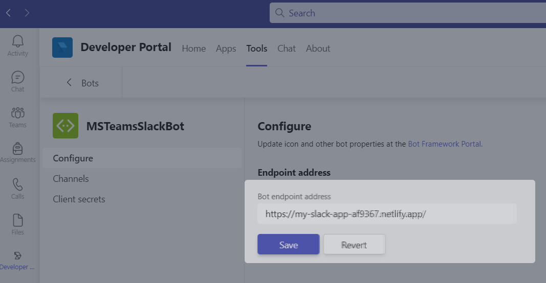 Bot Endpoint Developer Portal