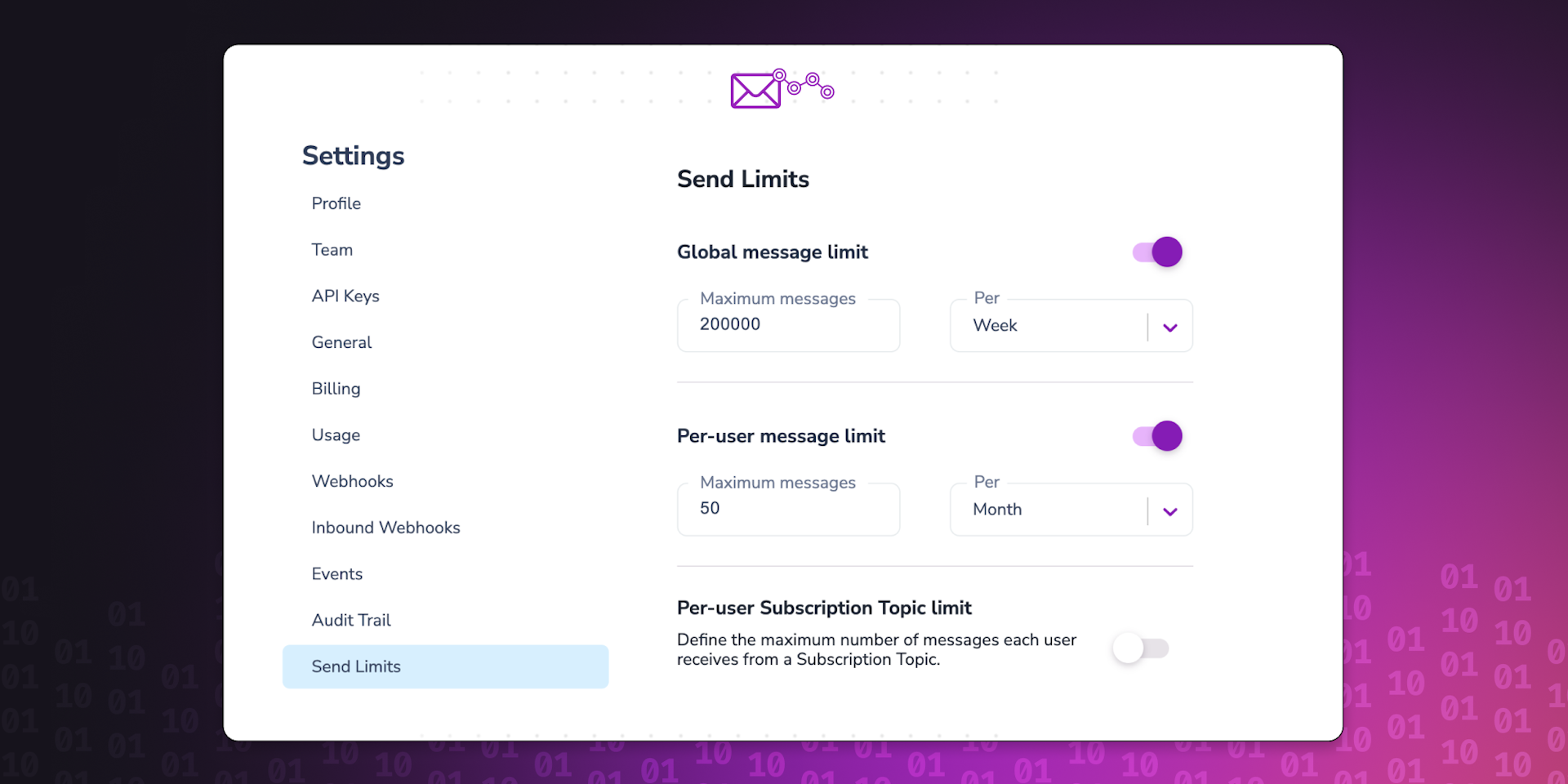 Message limits, email open tracking, SendGrid import