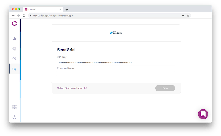 Add a SendGrid API key to Courier