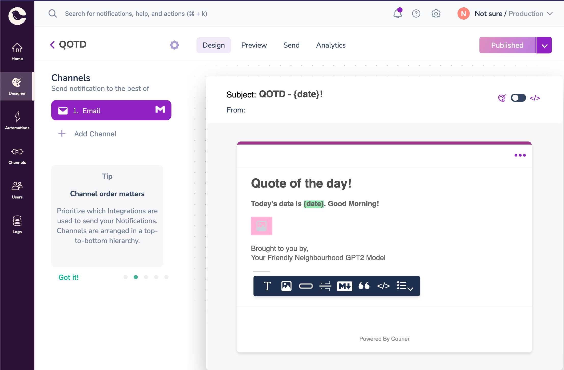 QOTD Courier Email Template Preview