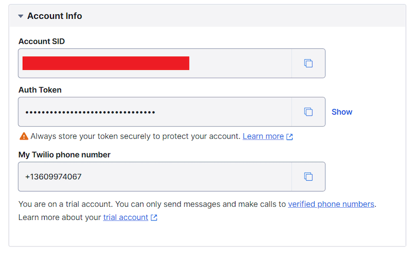 Twilio Account Setup for Sending Text Messages using C#