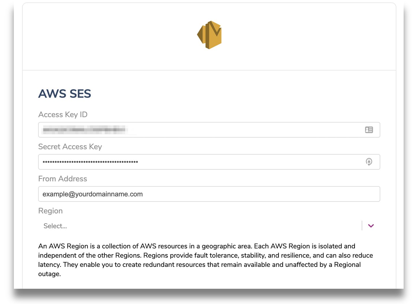 Courier AWS SES Integration page