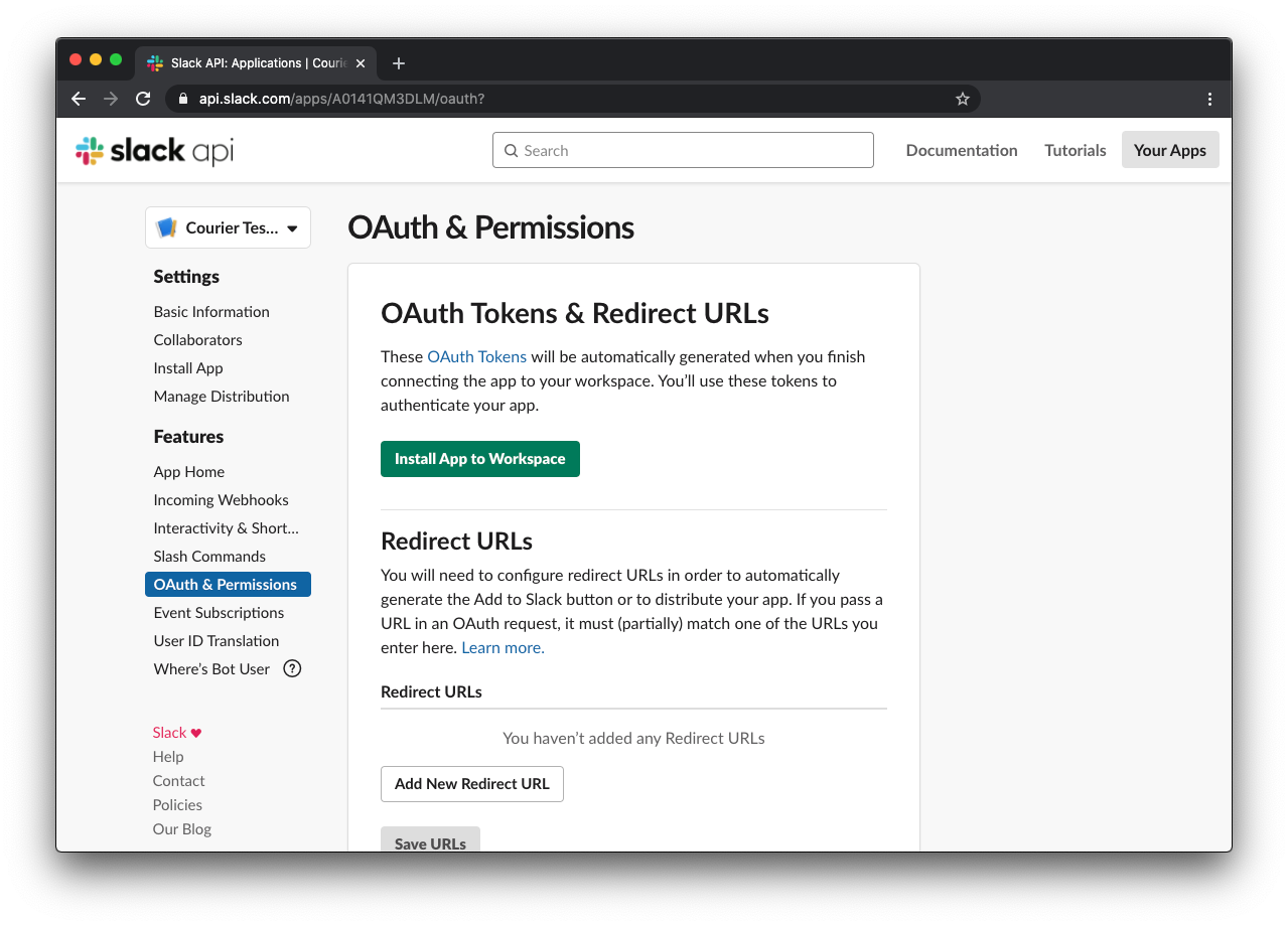 Slack OAuth & Permissions