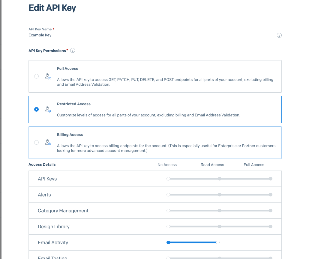 Enable read access to Email Activity on the API Key.